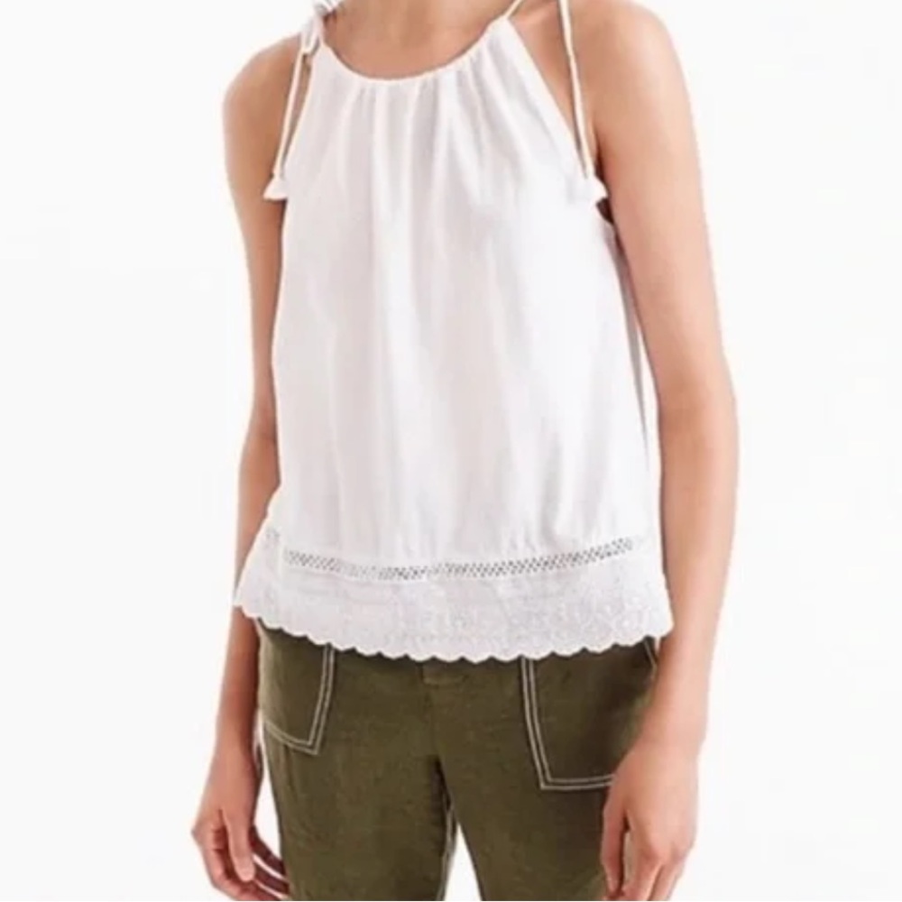 JCrew Tie Strap Tassel Camisole With Eyelet Trim